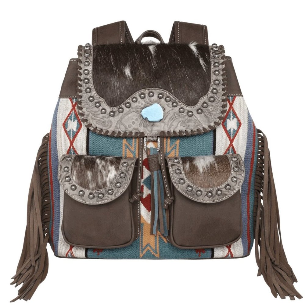 Cowhide Leather Backpack-Montana West Aztec Tapestry Backpack Travel Bag